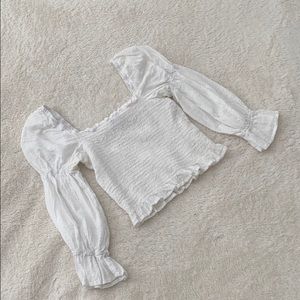 Cotton On | White Peasant Top w/ Puffy Sleeves